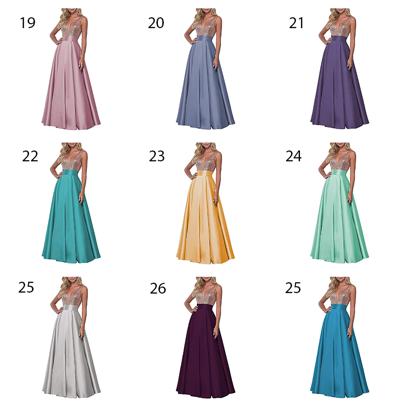 Funki Findz | Dresses | Women's Satin Sequin Evening Dress