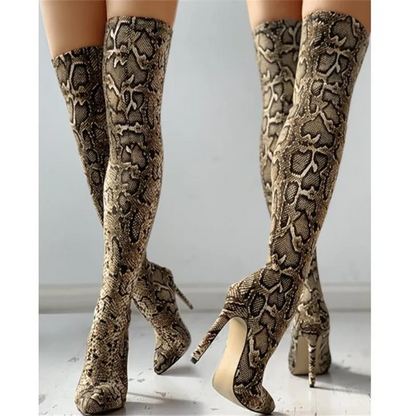 Funki Findz | Boots | Women's High Stiletto Leopard Print Boots