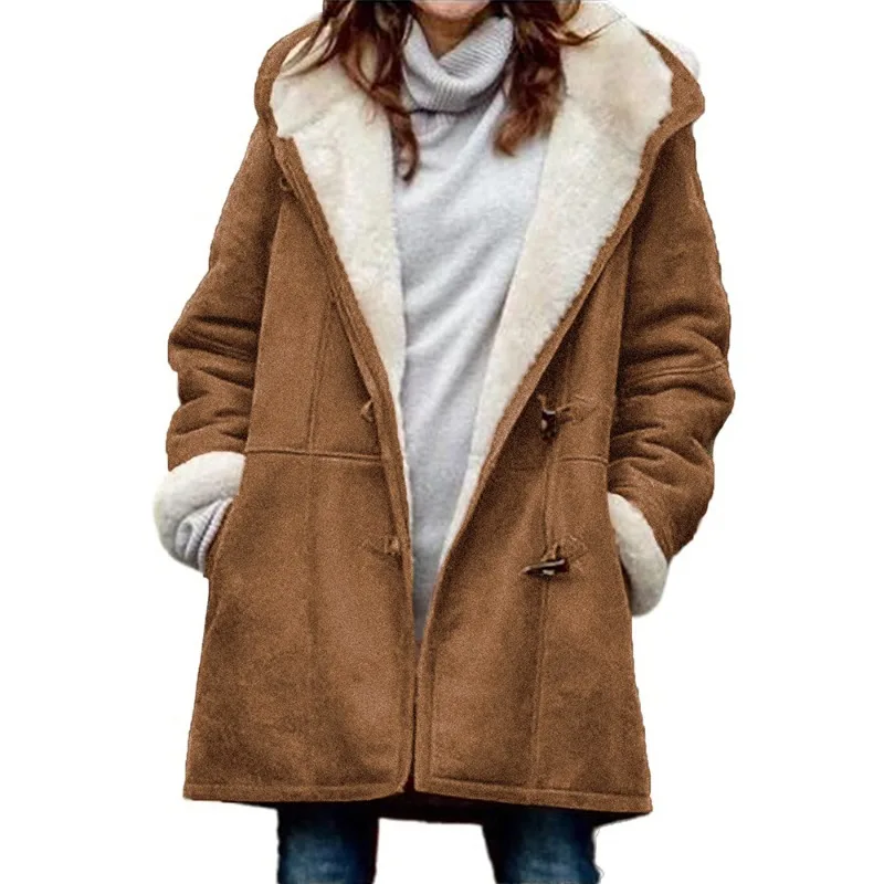Funki Findz | Jacket | Women's Thick Fleece Hooded Long Coat