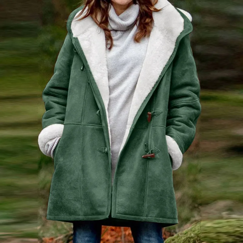Funki Findz | Jacket | Women's Thick Fleece Hooded Long Coat