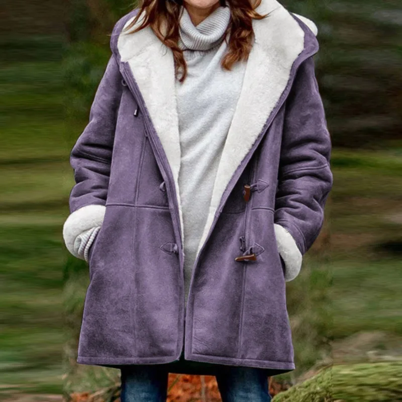 Funki Findz | Jacket | Women's Thick Fleece Hooded Long Coat