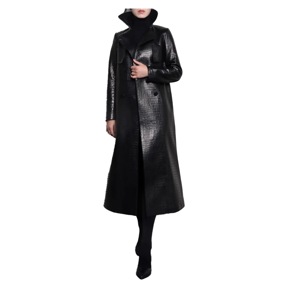 Funki Findz | Jackets | Women's Aligator Print Faux Leather Coat