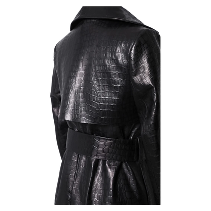 Funki Findz | Jackets | Women's Aligator Print Faux Leather Coat
