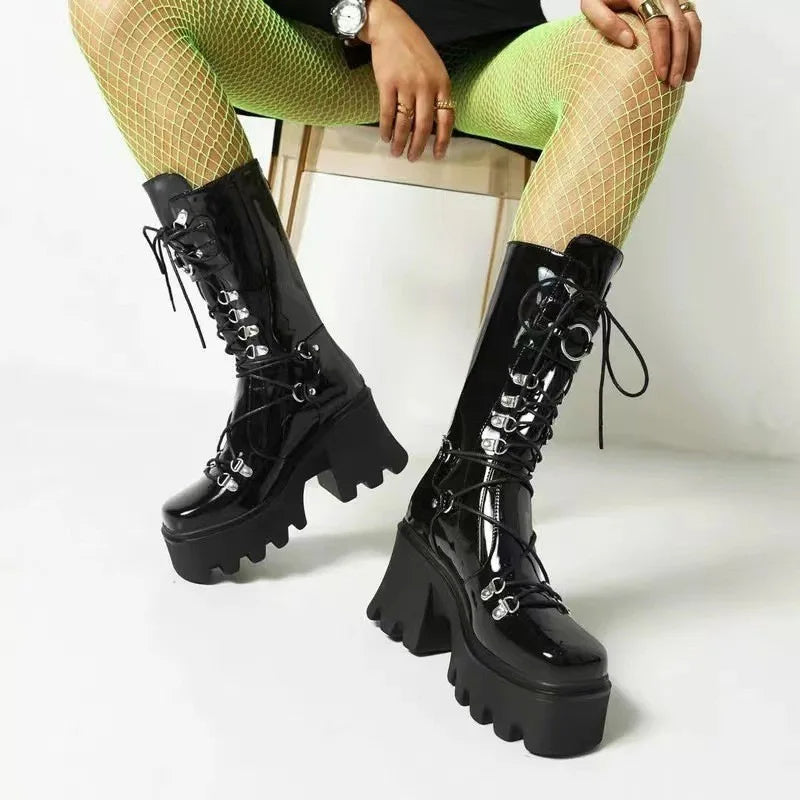 Funki Findz | Boots | Women's Punk High Platform Wedge Boots