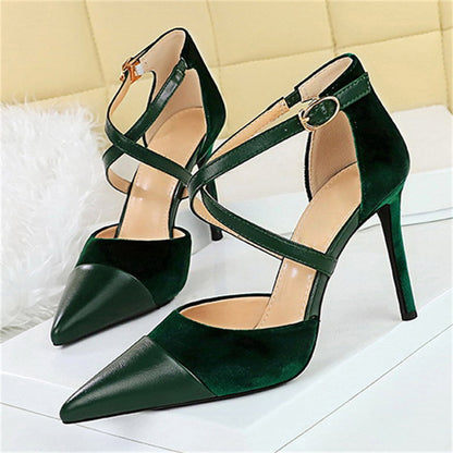Funki Findz | Shoes | Women's Cross Strap Faux Suede Stilettos