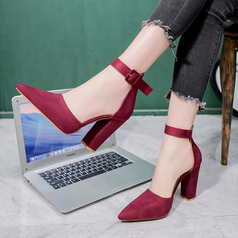 Funki Findz | Shoes | Women's High Block Heel Flock Party Shoe
