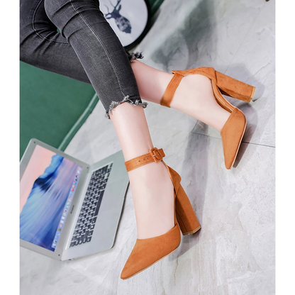 Funki Findz | Shoes | Women's High Block Heel Flock Party Shoe