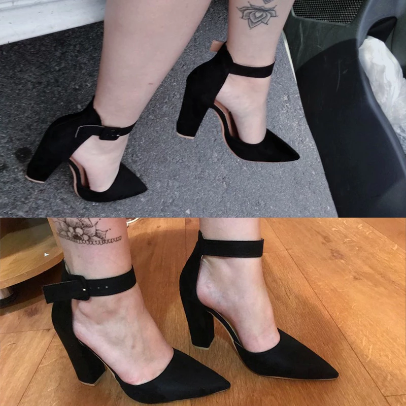 Funki Findz | Shoes | Women's High Block Heel Flock Party Shoe