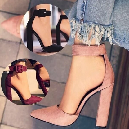 Funki Findz | Shoes | Women's High Block Heel Flock Party Shoe