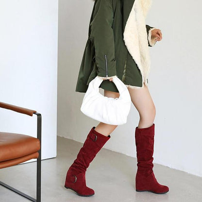 Funki Findz | Boots | Women's Mid-Calf Suede Wedge Boot