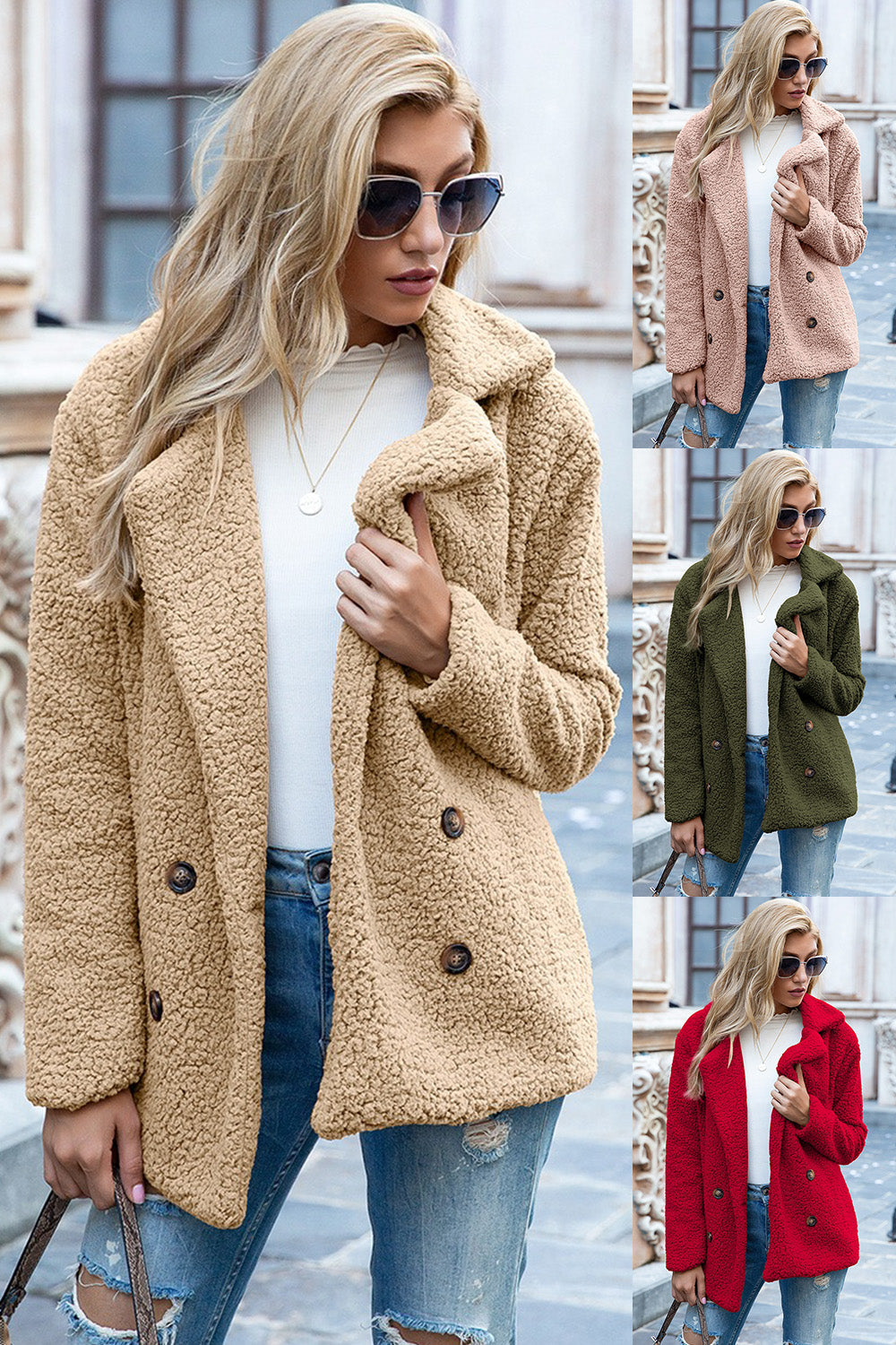 Funki Findz | Jackets | Women's Full Lapel Collar Sherpa Coat