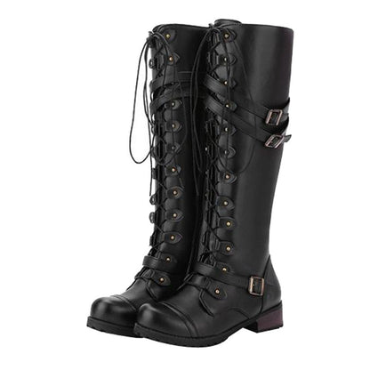 Funki Findz | Boots | Women's Knee High Steampunk Flat Boots