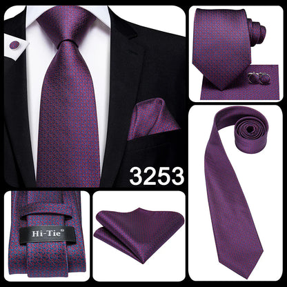 Funki Findz | Neckties | Men's Purple Silk Wedding 3Pcs Tie Set