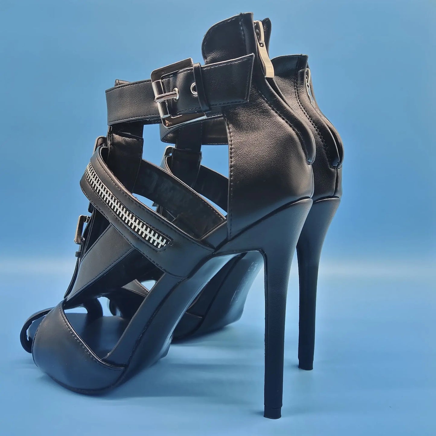 Funki Findz | Shoes | Women's Buckle Strap Zip Stiletto Sandals