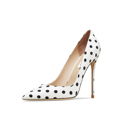 Funki Findz | Shoes | Women's Silk Polka Dot Pointed Toe Heels