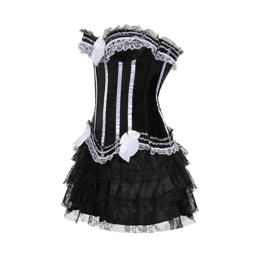 Funki Findz | Dresses | Women's Gothic Satin Lace Corset Dress