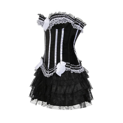 Funki Findz | Dresses | Women's Gothic Satin Lace Corset Dress