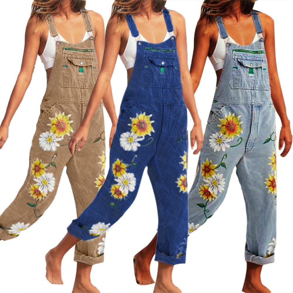 Funki Findz | Pants | Women's Sunflower Denim Bib Overalls