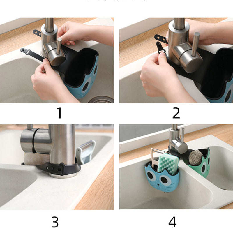 Funki Findz | Sink Caddies | Cute Cat Faucet Bath Sponge Holder | 3 Pcs