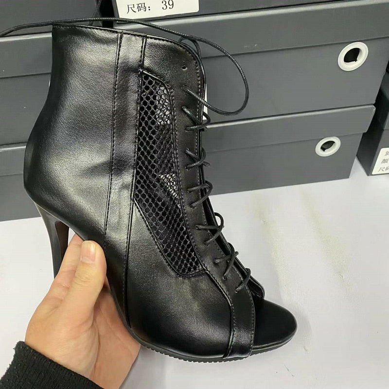 Funki Findz | Boots | Women's Open Toe Lace Up Granny Boots