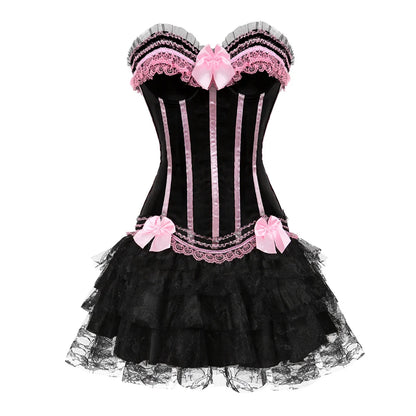 Funki Findz | Dresses | Women's Gothic Satin Lace Corset Dress