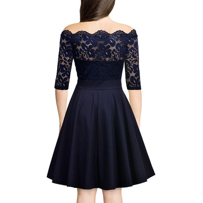 Funki Findz | Dresses | Women's Elegant Lace Chiffon Midi Dress