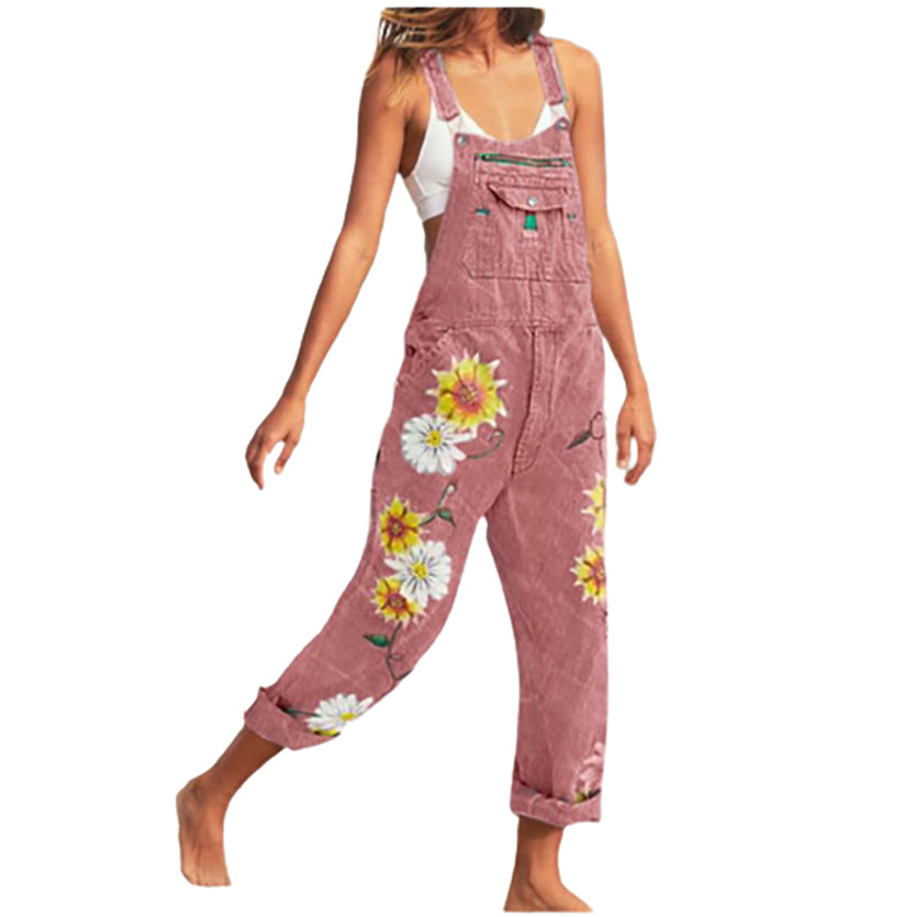 Funki Findz | Pants | Women's  Fashion Daisy Print Bib Overalls