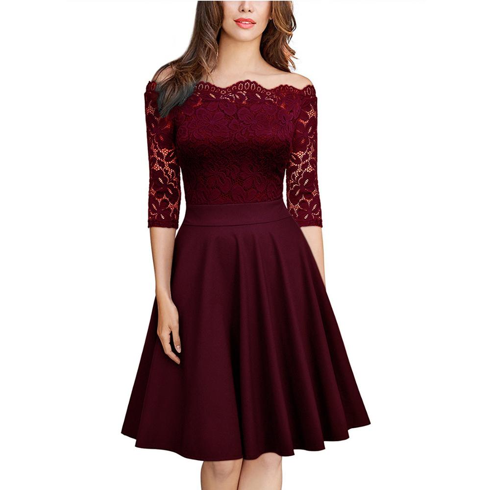 Funki Findz | Dresses | Women's Elegant Lace Chiffon Midi Dress