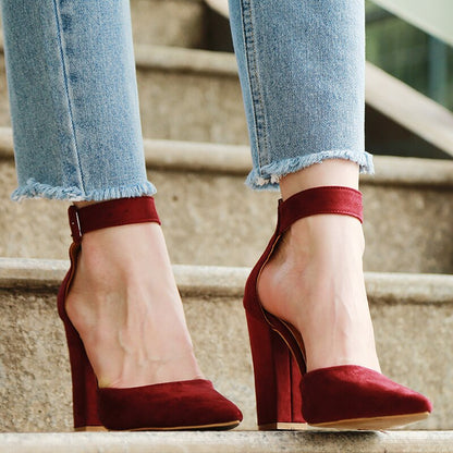 Funki Findz | Shoes | Women's High Block Heel Flock Party Shoe