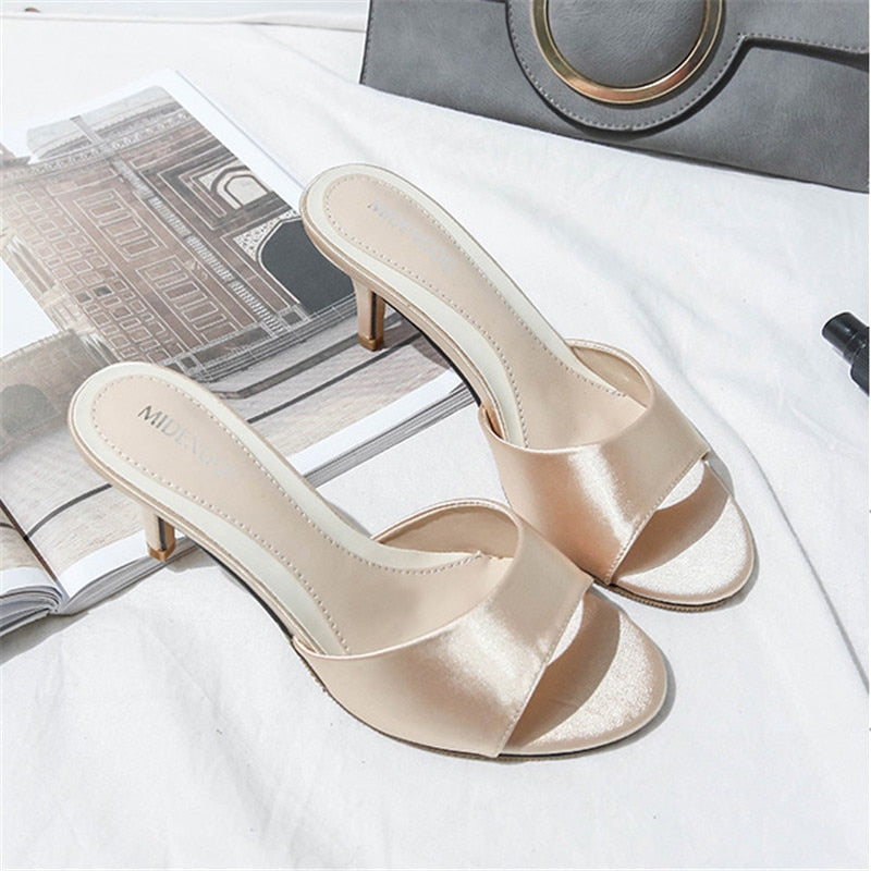 Funki Findz | Shoes | Women's Low Heeled Bridal Satin Slides