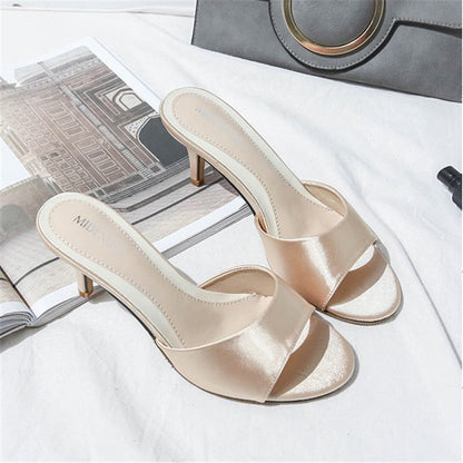 Funki Findz | Shoes | Women's Low Heeled Bridal Satin Slides