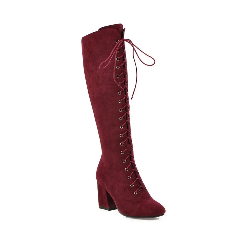 Funki Findz | Boots | Women's Suede Lace Up Knee High Boots