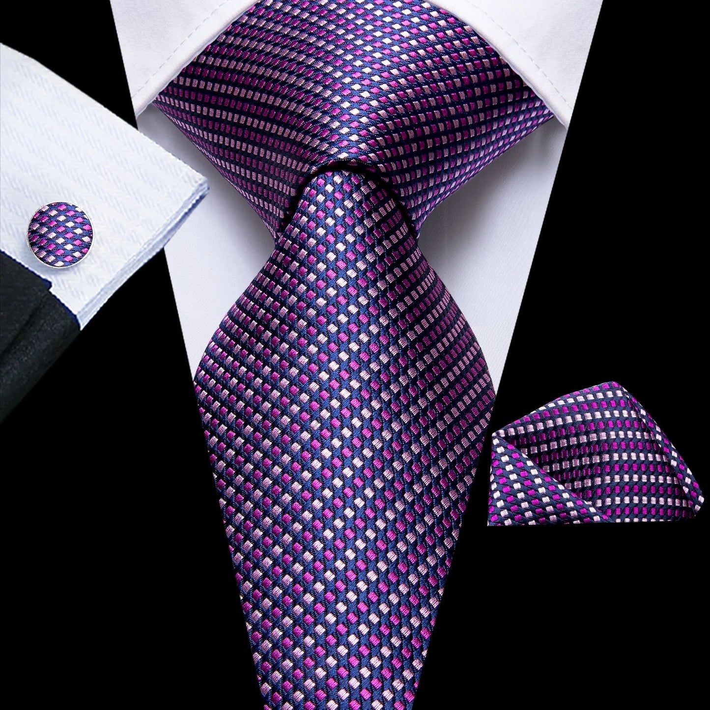 Funki Findz | Neckties | Men's Purple Silk Wedding 3Pcs Tie Set