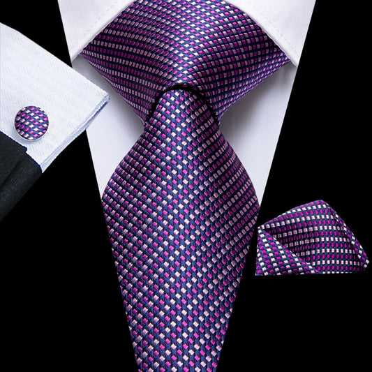 Funki Findz | Neckties | Men's Purple Silk Wedding 3Pcs Tie Set