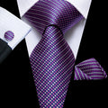 Funki Findz | Neckties | Men's Purple Silk Wedding 3Pcs Tie Set