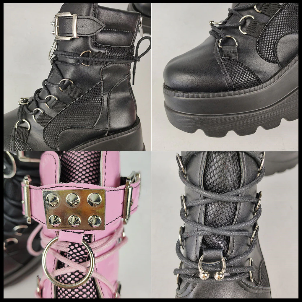 Funki Findz | Boots | Women's Punk High Platform Wedge Boots