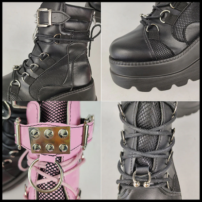 Funki Findz | Boots | Women's Punk High Platform Wedge Boots