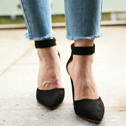Funki Findz | Shoes | Women's High Block Heel Flock Party Shoe