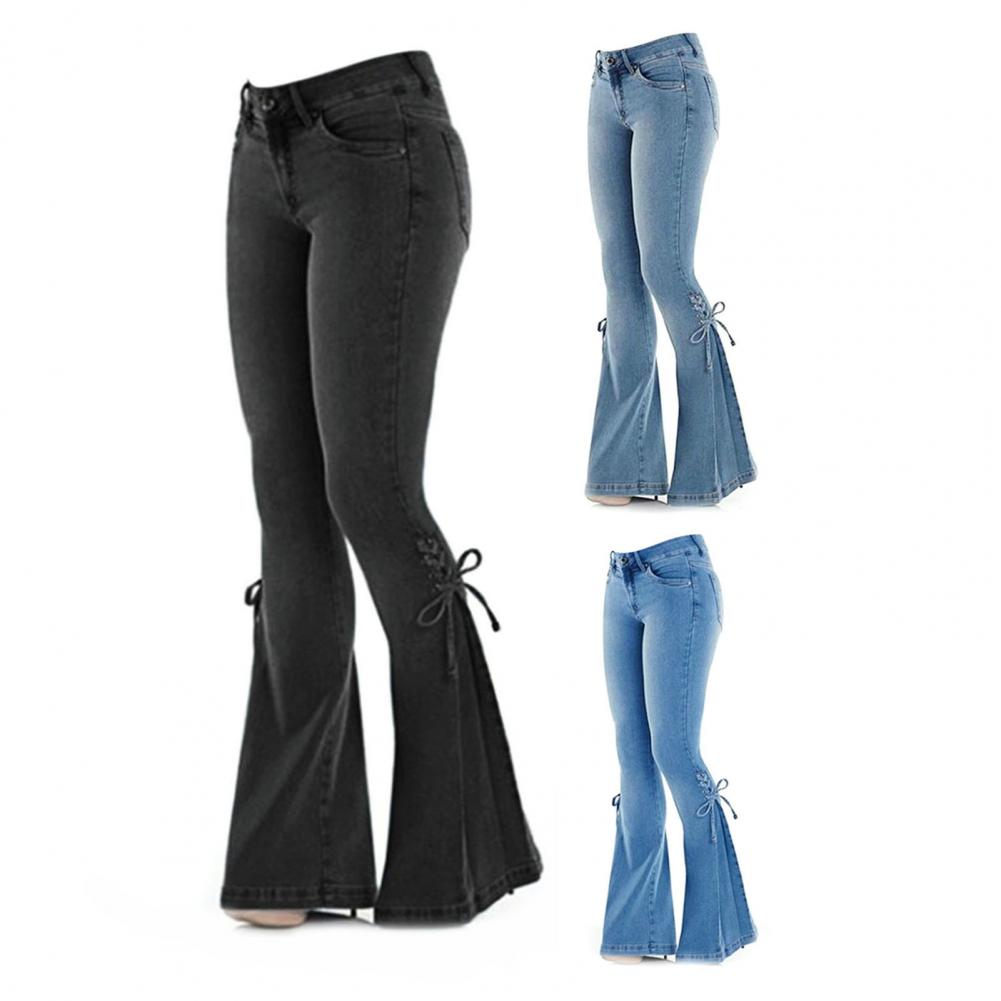 Funki Findz | Pants | Women's High Waist Tie Up Flared Jeans