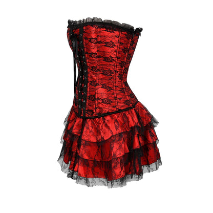 Funki Findz | Dresses | Women's Gothic Satin Lace Corset Dress