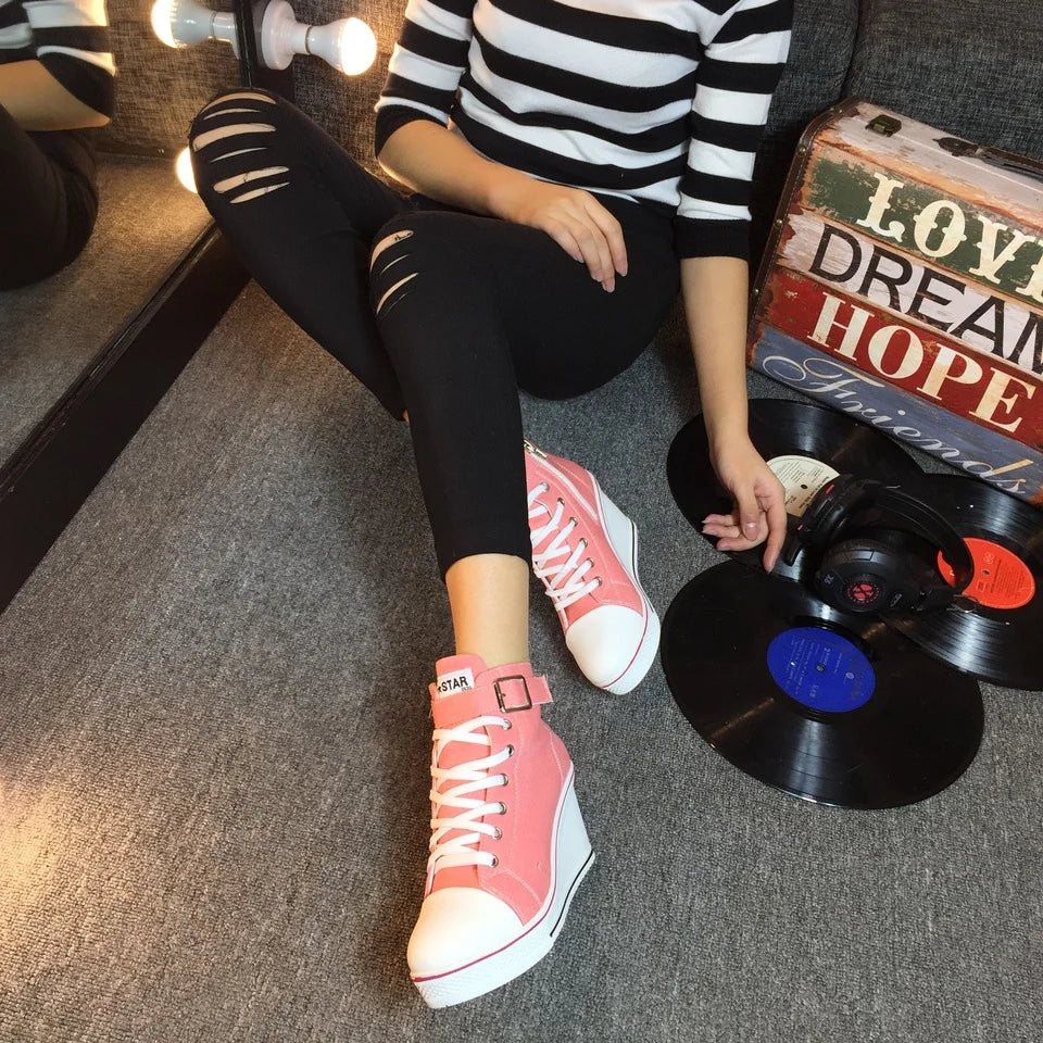 Funki Findz | Boots | Women's High Top Platform Wedge Sneaker