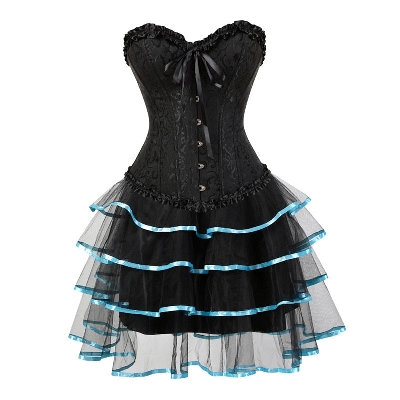 Funki Findz | Dresses | Women's Victorian Corset Dress 2Pcs Set