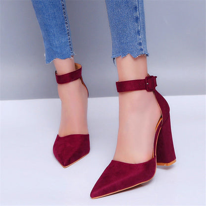 Funki Findz | Shoes | Women's High Block Heel Flock Party Shoe