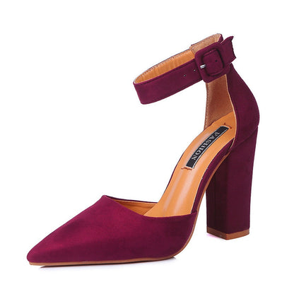 Funki Findz | Shoes | Women's High Block Heel Flock Party Shoe