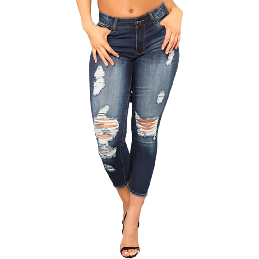 Funki Findz | Pants | Women's High Waist Denim Ripped Jeans