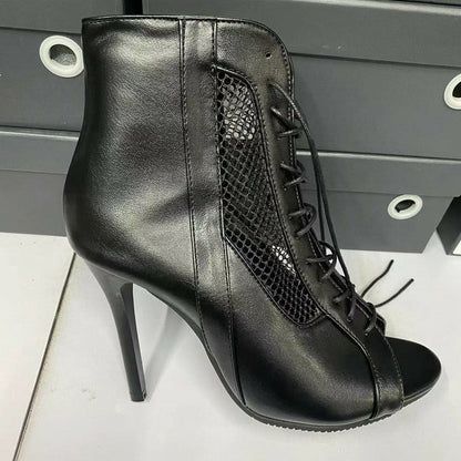 Funki Findz | Boots | Women's Open Toe Lace Up Granny Boots