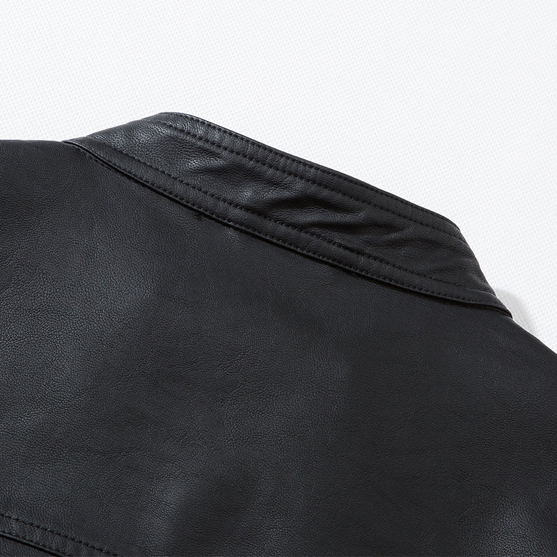 Funki Findz | Jackets | Men's Faux Leather Stand Collar Jacket