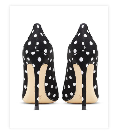Funki Findz | Shoes | Women's Silk Polka Dot Pointed Toe Heels
