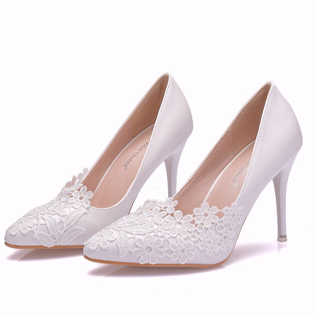 Funki Findz | Shoes | Women's White Lace Flower Wedding Shoe