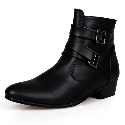 Funki Findz | Boots | Men's Buckle Strap Block Heel Dress Boots